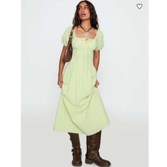 NWOT Princess Polly More Than Butterflies Maxi Dress Green Gingham Size US 2 - Picture 5 of 11